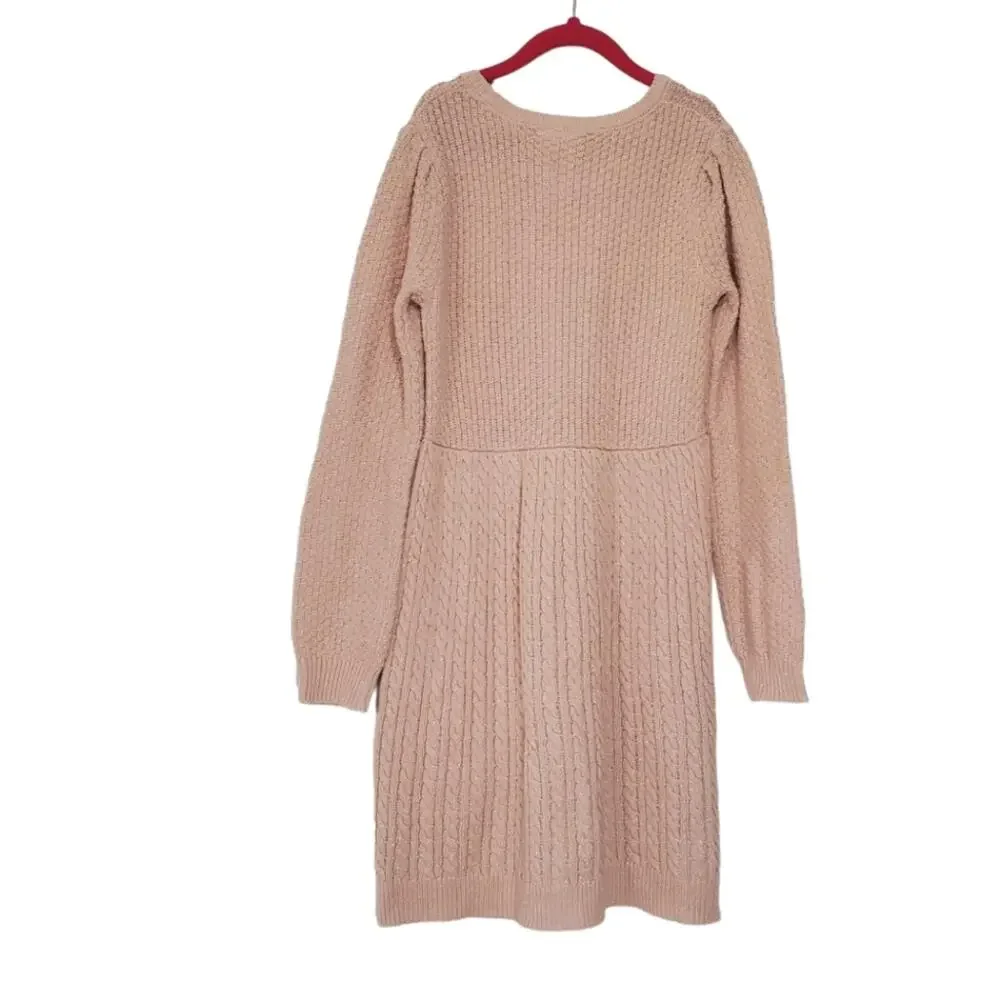 Little Lass | Thick Knit Sparkle Metallic Thread Long Sleeve Dress